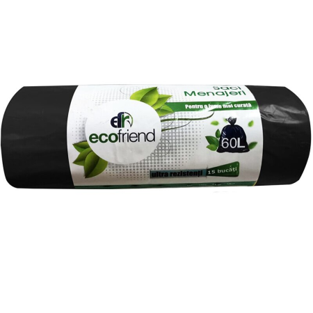SACI MENAJ ECO 60 LITRI , 15 BUC /ROLA